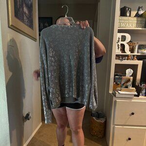 XL SILVER CHEETAH EMBOSSED SWEATER